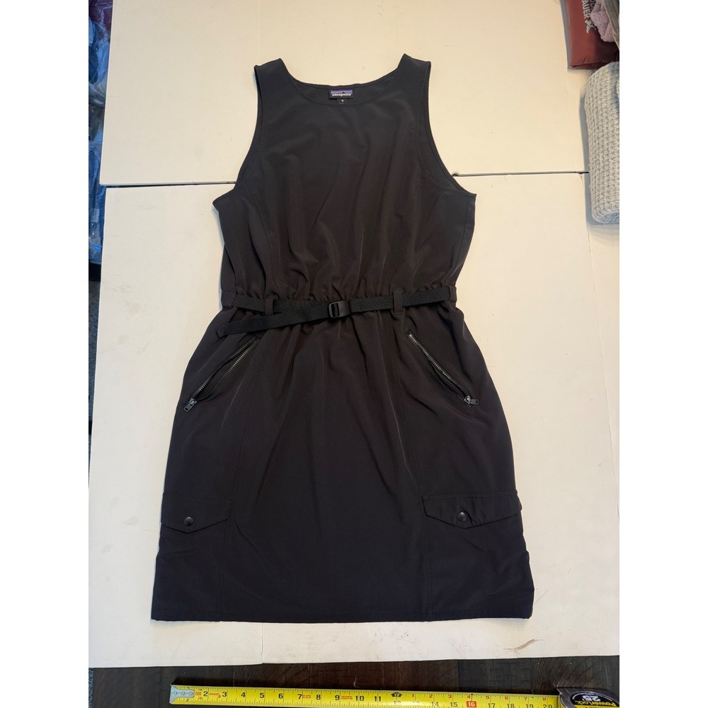 Patagonia Fleetwith Dress Black Sleeveless Belted Cargo Pockets 75155 Womens M